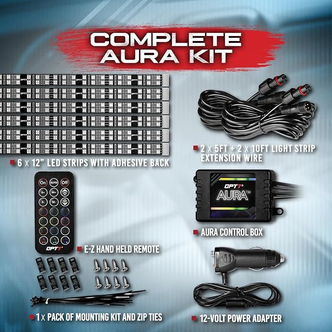 OPT7 Aura Double Row Car LED Lights Interior 6pc - Image 6
