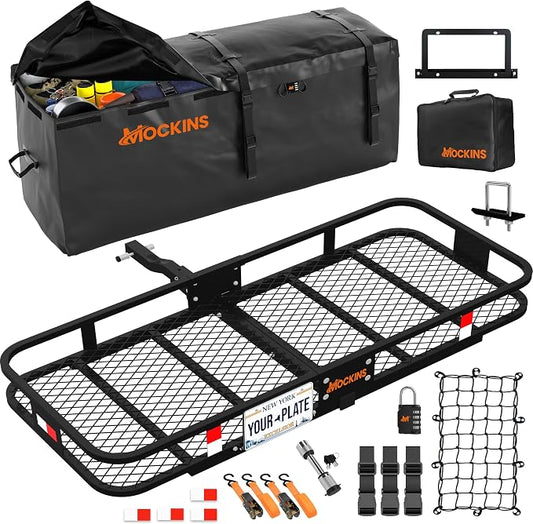 Mockins 60"x20"x6" Heavy Duty Trailer Hitch Cargo Carrier w/License Plate by Mockins