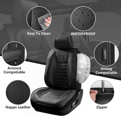 CAR PASS Nappa Leather Car Seat Covers Full Set, Luxury Seat Protector - Image 2