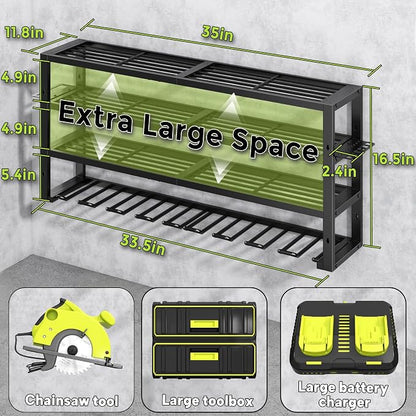 Large Power Tool Organizer Wall Mount, 4 Layers 8 Drill Holder Heavy Duty Metal - Image 3