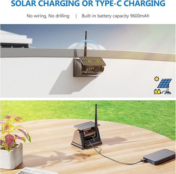 Magnetic Solar Wireless Backup Camera HD1080P 3 Mins DIY Installation DVR 7" - Image 3