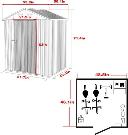 VEIKOU 4' x 4' Outdoor Storage Shed - Image 3