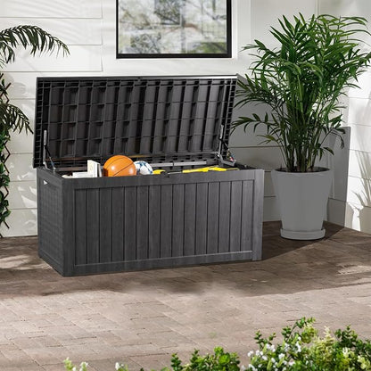 200 Gallon Lockable Resin Deck Box, Waterproof & UV-Resistant Outdoor Storage - Image 5