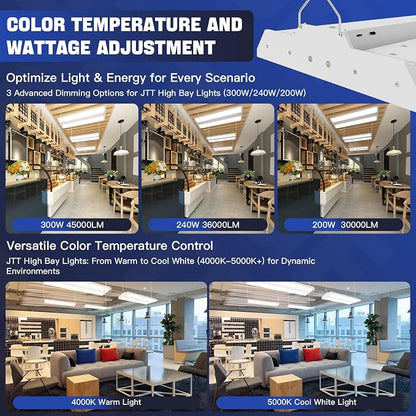 JTT LED Linear High Bay Light 300/240/200W, 45000LM Linear Shop Light - Image 7