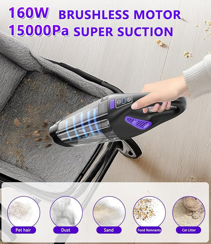 Handheld Car Vacuum Cordless, 18000Pa 160W Car Vacuum Cleaner, 30Min Powerful - Image 2
