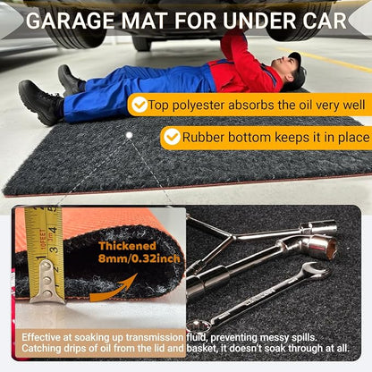 Oil Spill Garage Floor Mat Large, Heavy Duty 72" x 60" 8mm Thick Garage Mat - Image 2