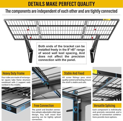 1.64x4ft Adjustable Rail Wall Garage Storage Shelf, - Image 6