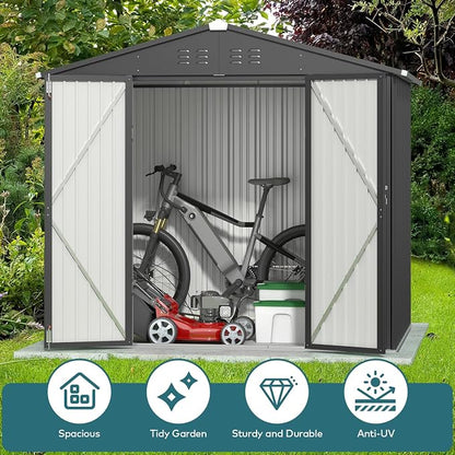 Gizoon Outdoor Storage Shed 8 x 6 FT, Galvanized Metal Garden Shed - Image 4