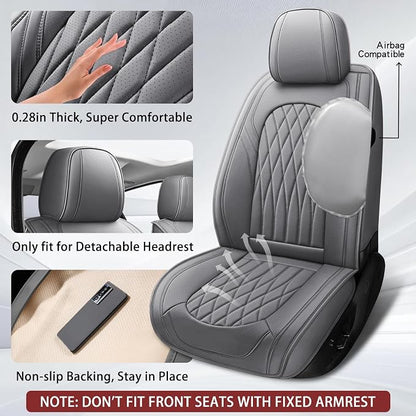 WELLDO Car Seat Covers Full Set, Faux Leather Seat Covers - Image 4