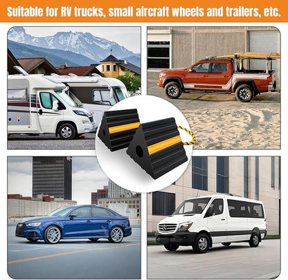 Rubber Wheel Chocks for RV Trailer Camper Truck Car Aircraft Boat, Versatile - Image 4
