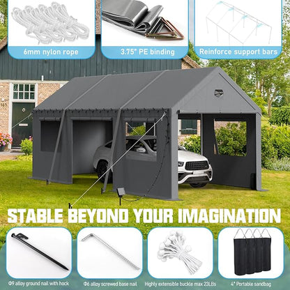 10x20 Carport, Heavy Duty Carport Canopy Garage - Image 3