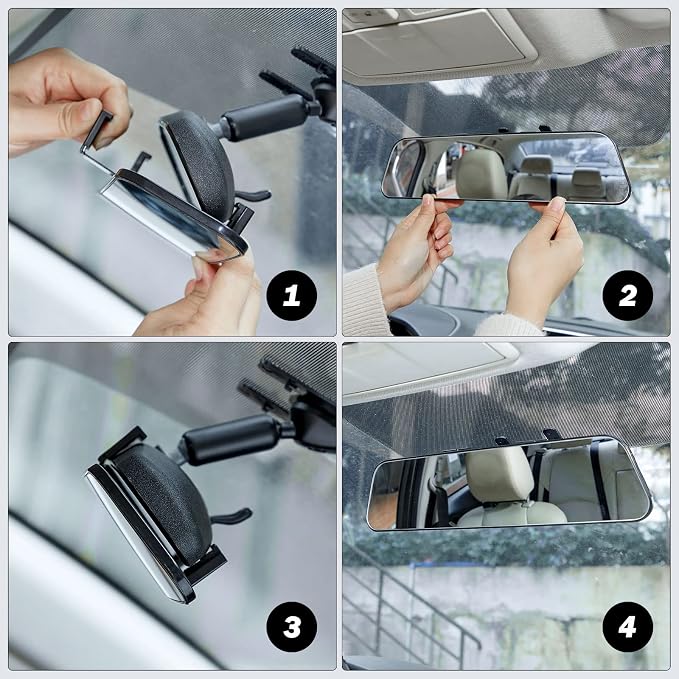JOYTUTUS Rearview Mirror, 2 pack 12 Inch Panoramic Interior Clip-on Wide Angle - Image 7