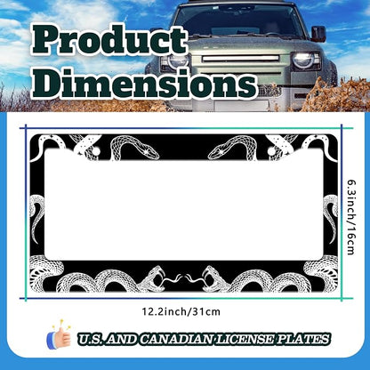 Black and White Snake Crawling License Plate Frame Gothic License Plate Holder - Image 3