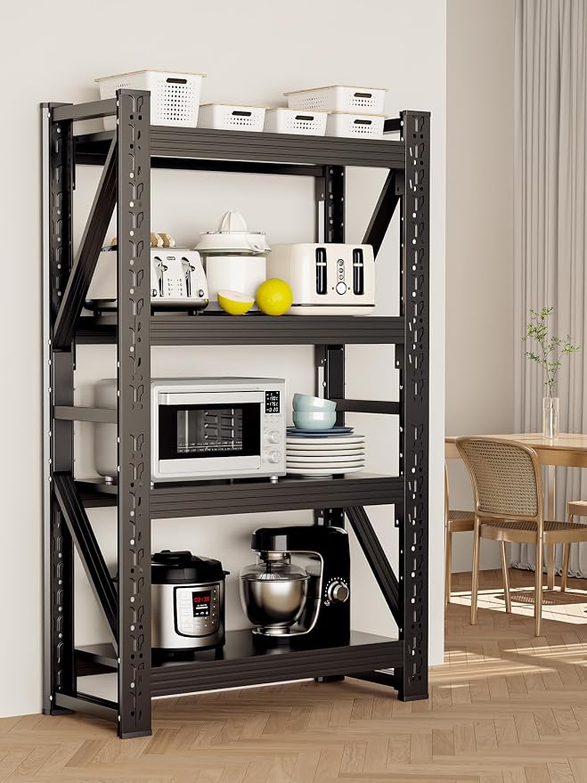 4-Tier Storage Shelves, Adjustable Industrial Metal Shelf System, 000lbs - Image 4