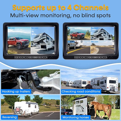 Dual RV Backup Camera Wireless for Trailer: Easy Setup Solar RV Rear View Camera - Image 5