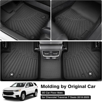 Powerty Floor Mats for 2018-2024 2025 Chevy Chevrolet Traverse 7 Seater - Image 2