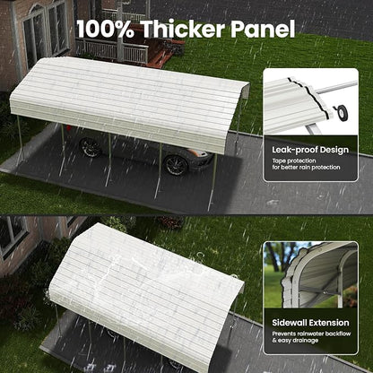12x20 Carport, Heavy Duty Metal Car Port, All-Weather Protection, Easy Assembly - Image 3
