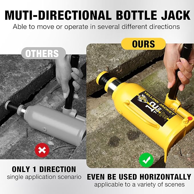YELLOW JACKET 12 Ton Muti-Directional Welded Bottle Jack, Horizontal Bottle - Image 3