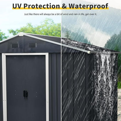 4x8 FT Outdoor Storage Shed, Metal Garden Shed - Image 6