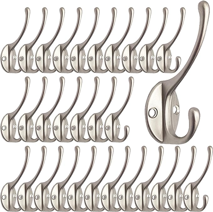 IBosins 30 Pack Heavy Duty Dual Coat Hooks Wall Mounted by IBosins