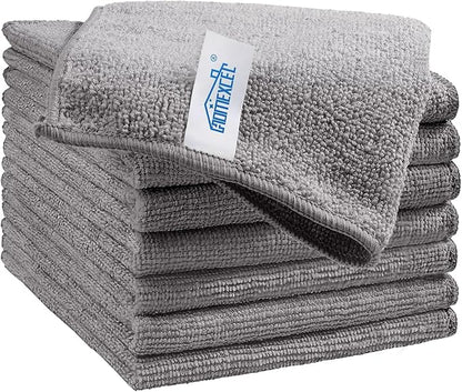 HOMEXCEL Grey Microfiber Cleaning Cloth, 8 Pack Cleaning Towels by HOMEXCEL