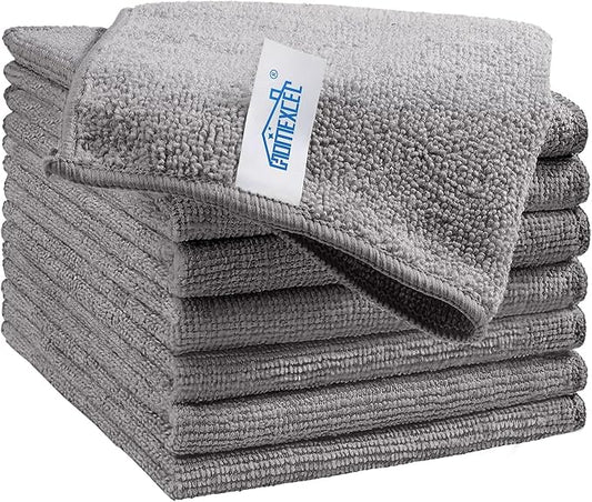 HOMEXCEL Grey Microfiber Cleaning Cloth, 8 Pack Cleaning Towels by HOMEXCEL