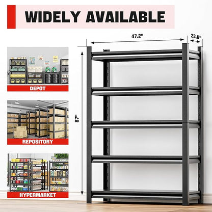 Heavy Duty Metal Garage Shelving Unit, 5 Tier Storage Shelf - Image 2