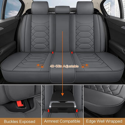 Pariitadin Leather Car Seat Covers Full Set, Waterproof Breathable Faux Leather - Image 3