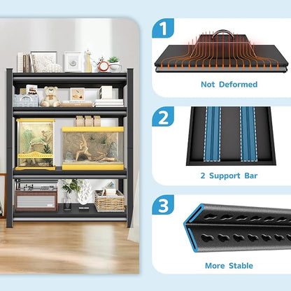4-Tier Heavy Duty Metal Shelves, Industrial Style, Heavy-Duty Garage Storage - Image 7