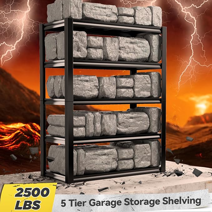 REIBII 2500LBS Garage Shelving 72" H Storage Shelves 39.8" W Metal Shelving - Image 4