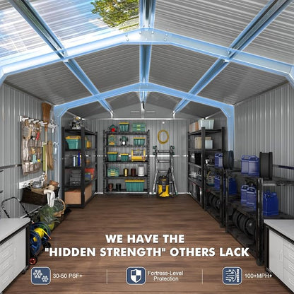 Metal Shed 10x16 FT Large with Customizable Skylight and Reinforced Steel Frame - Image 4