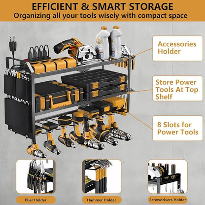 Power Tool Organizer with Charging Station: 7 Cordless Drills Holder Wall Mount - Image 5
