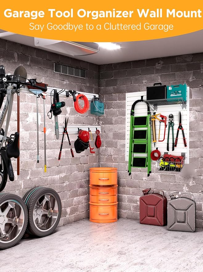 Garage Tool Organizer Wall Mount Slat Wall Paneling Yard Tool Storage - Image 5