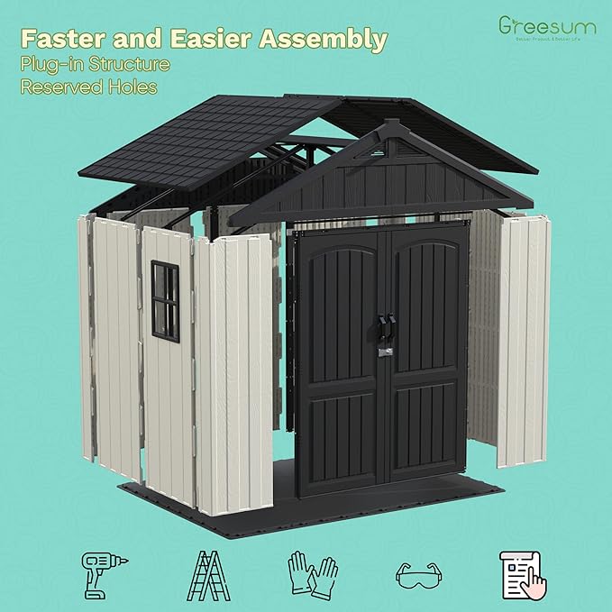 Greesum 8×6 FT Plastic Outdoor Storage Shed - Image 6