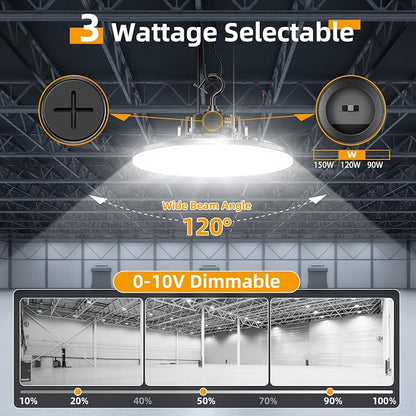 3 Pack 480V LED High Bay Light UL DLC Listed UFO Light 150W 100W 80W Adjustable - Image 3