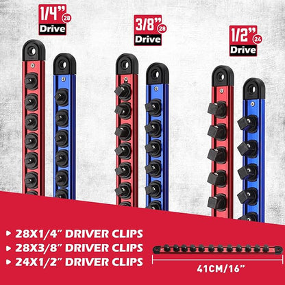 Magnetic Socket Holder Organizer Set: 6-Piece Detachable 1/4, 1/2 Socket Trays - Image 7