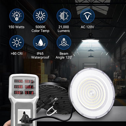4 Pack UFO LED High Bay Light 150W, 5000K Daylight High Bay LED Shop Lights - Image 3