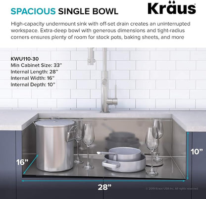KRAUS Kore Workstation 30-inch Undermount 16 Gauge Stainless Kitchen Sink - Image 2