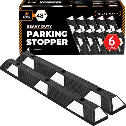 Xpose Safety 48" Heavy Duty Rubber Parking Stopper – 6 Pack Wheel Blocks by XposeSafety