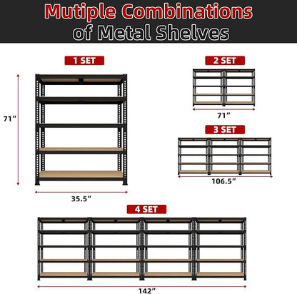 3 Packs 35.5" W x 16" D x 71" H Adjustable Garage Storage Shelves - Image 9