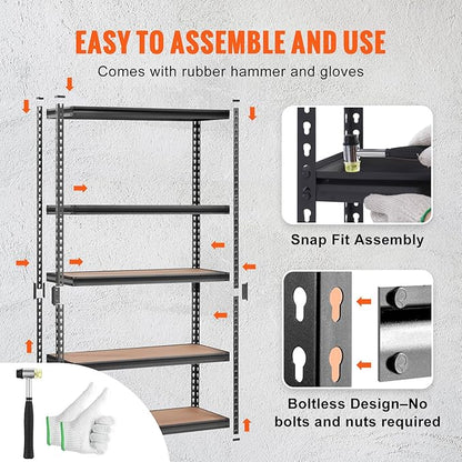 VEVOR Storage Shelving Unit, 5-Tier Adjustable, 2000 lbs Capacity, Heavy Duty - Image 3