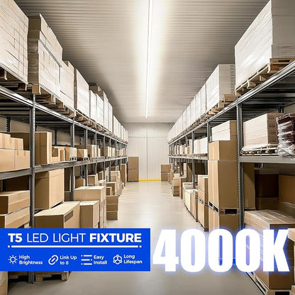 Barrina LED T5 Integrated Single Fixture, Utility Shop Light, Ceiling and Under - Image 7