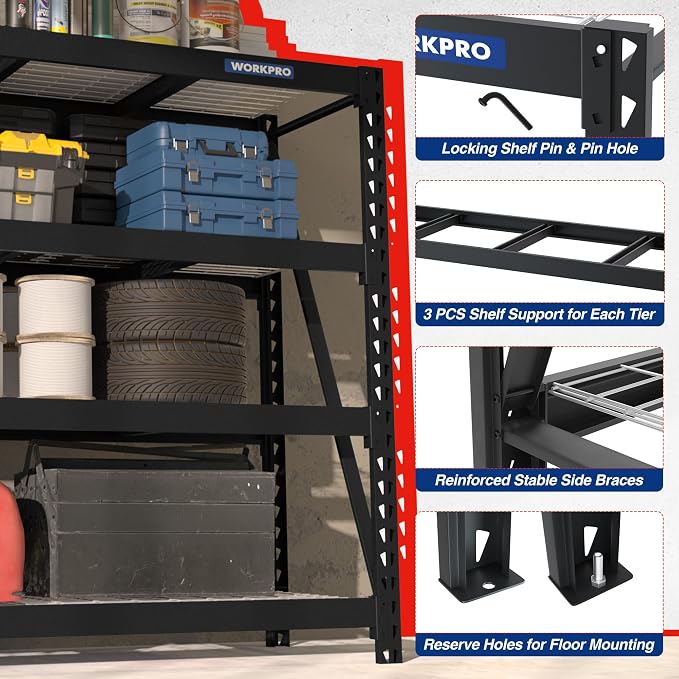 WORKPRO Garage Shelving, 7200 LBS Load, Heavy Duty Metal Shelves - Image 5