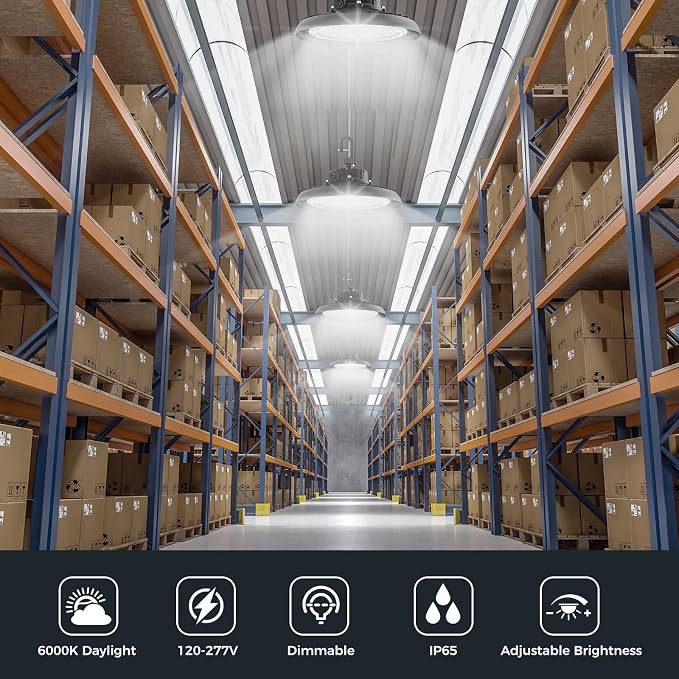 LED High Bay Lights 180W UFO Shop Lights 32400 LM 6000K Commercial Bay Lighting - Image 3