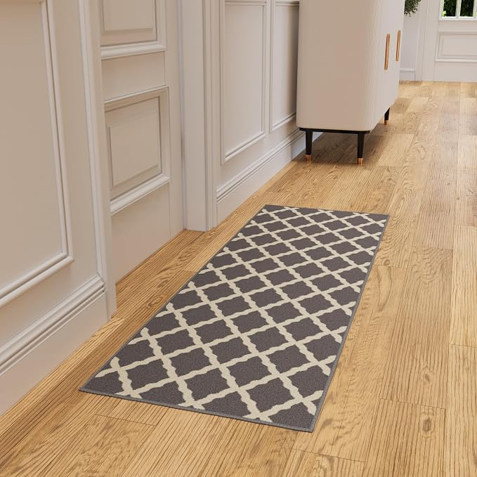 Ottomanson Hallway Runner Rug 2'2" x 6' Non Slip Trellis Area Rugs Easy to - Image 10
