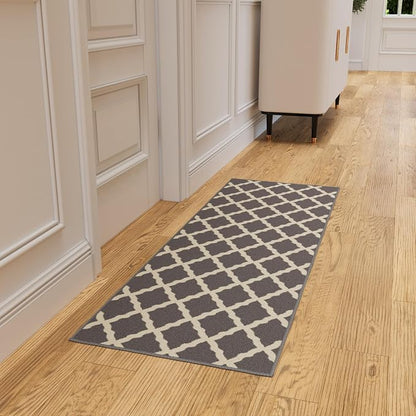 Ottomanson Hallway Runner Rug 2'2" x 6' Non Slip Trellis Area Rugs Easy to - Image 10