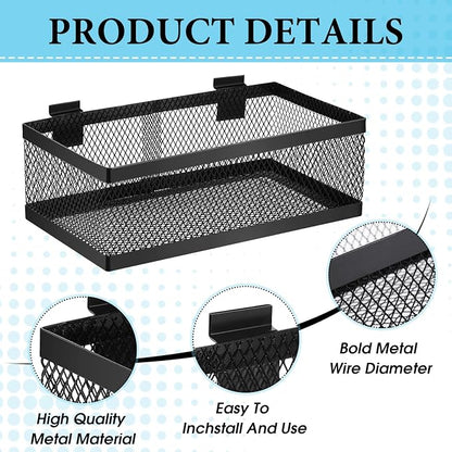 Coume 4 Pcs Black Slatwall Baskets 4 Size Metal Mesh Wire Basket - Image 3