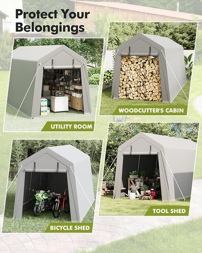 7 x 12 ft Carport Storage Shed, Portable Garage - Image 6