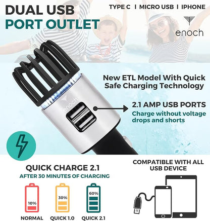 Enoch Car Air Purifier Premium Air Ionizer - 12V Plug-In Ionic Ozone Deodorizer - Image 6