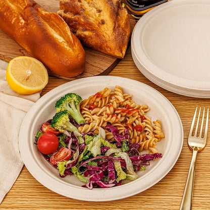 WELLIFE 100% Compostable Paper Plates 9 Inch, Biodegradable Bagasse, - Image 6